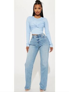 Fashion Nova Be Authentic Slouchy Stretch Straight Jeans Vintage Wash Sz 15